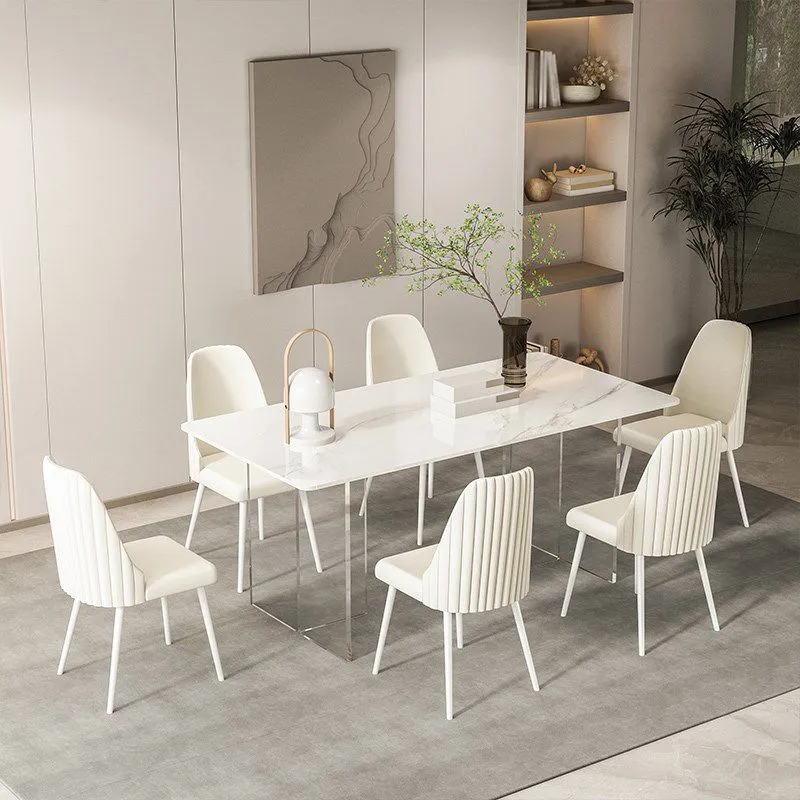 Tavolo acrilico e ardesia Tavolo da pranzo rettangolare per la casa semplice stile industriale Clearhalo