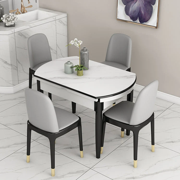 Tavolo ardesia e legno Tavolo da pranzo rotondo retrattile moderno Clearhalo