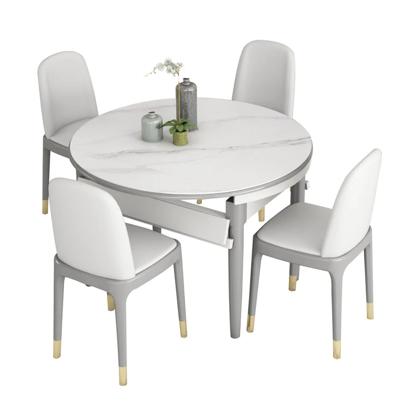 Tavolo ardesia e legno Tavolo da pranzo rotondo retrattile moderno Clearhalo