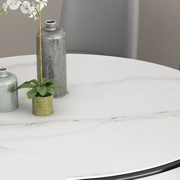 Tavolo ardesia e legno Tavolo da pranzo rotondo retrattile moderno Clearhalo