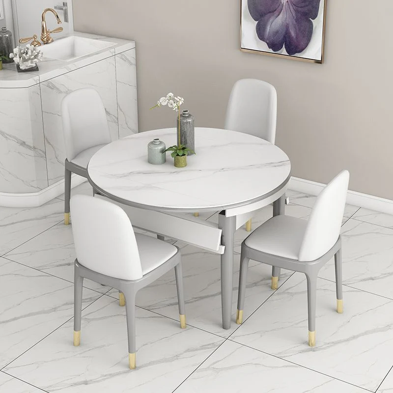 Tavolo ardesia e legno Tavolo da pranzo rotondo retrattile moderno Clearhalo