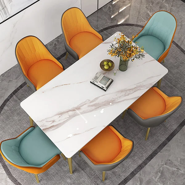 Tavolo ardesia e metallo Tavolo da pranzo rettangolare minimalista stile Glam Clearhalo