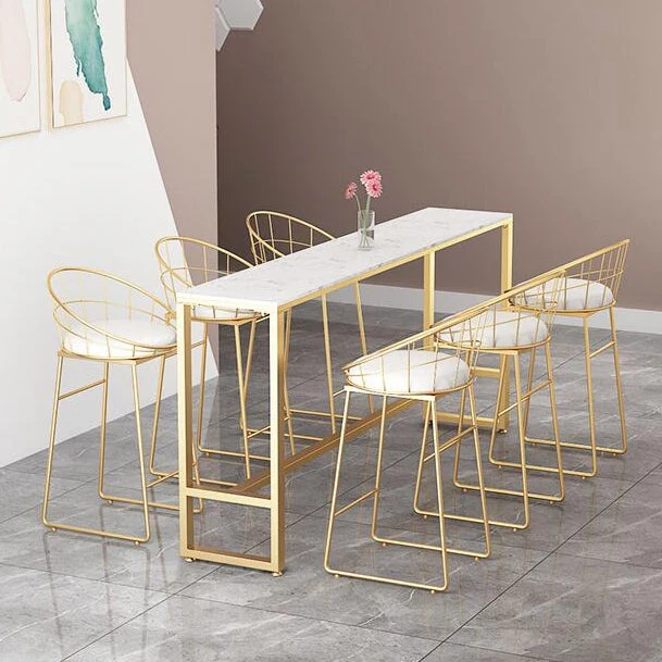 Tavolo da bancone Glam Tavolo su cavalletto con piano rettangolare marmo - 41,3" H Clearhalo