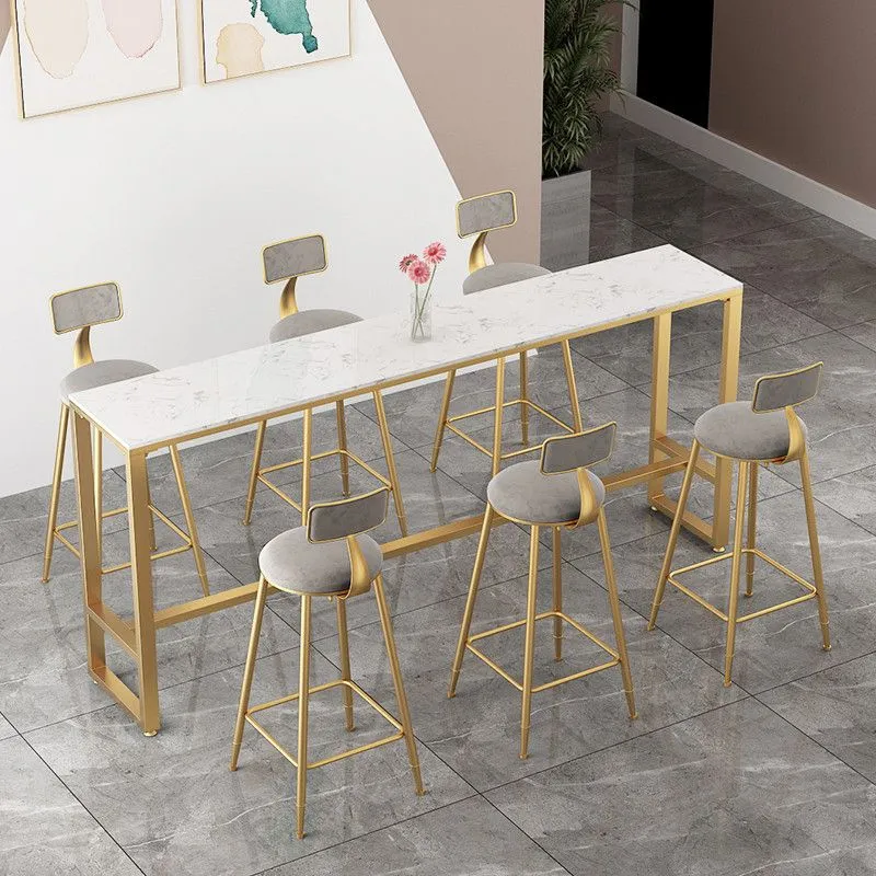 Tavolo da bancone Glam Tavolo su cavalletto con piano rettangolare marmo - 41,3" H Clearhalo