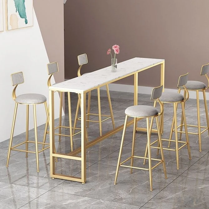 Tavolo da bancone Glam Tavolo su cavalletto con piano rettangolare marmo - 41,3" H Clearhalo
