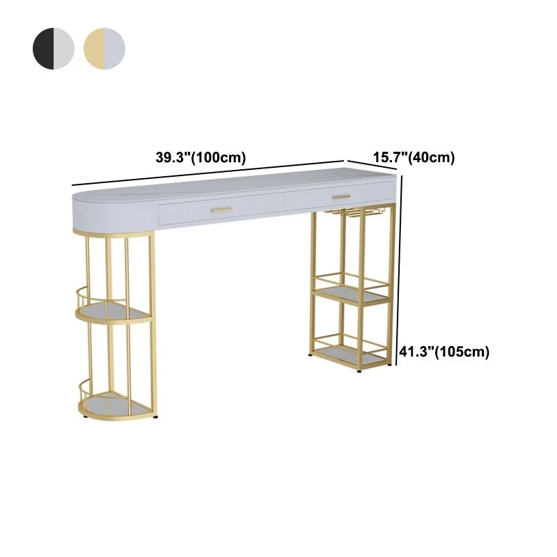Tavolo da bancone marmo con piano d'appoggio speciale Tavolo doppio piedistallo - 41,3" H Clearhalo