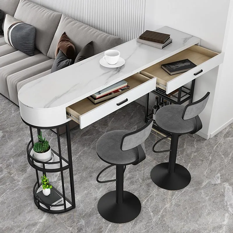 Tavolo da bancone marmo con piano d'appoggio speciale Tavolo doppio piedistallo - 41,3" H Clearhalo