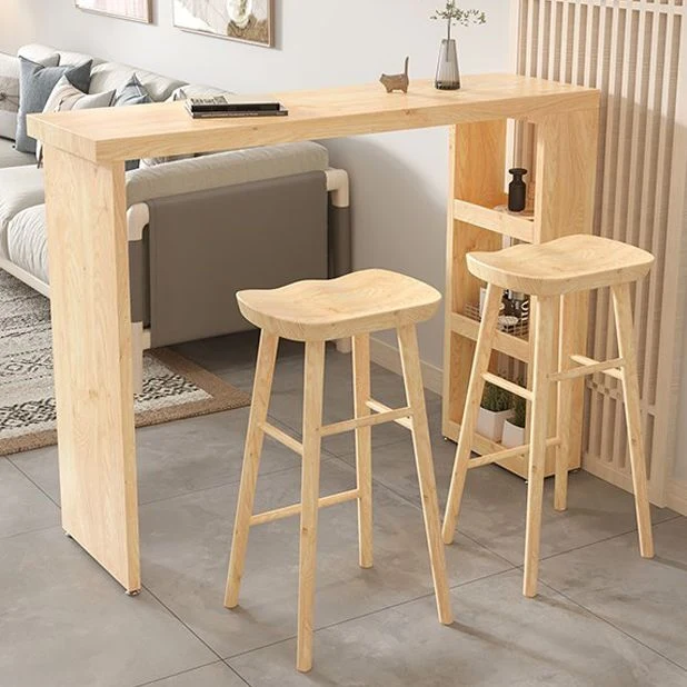 Tavolo da bancone moderno legno con piano rettangolare e doppio piedistallo - 41,3" H Clearhalo