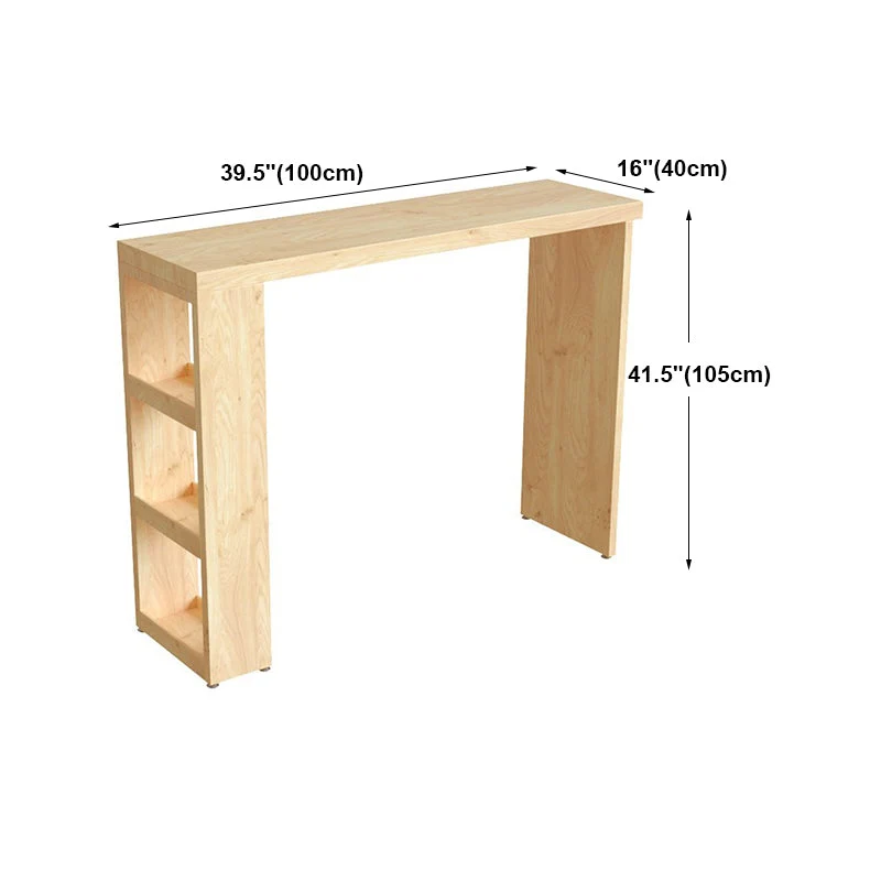 Tavolo da bancone moderno legno con piano rettangolare e doppio piedistallo - 41,3" H Clearhalo