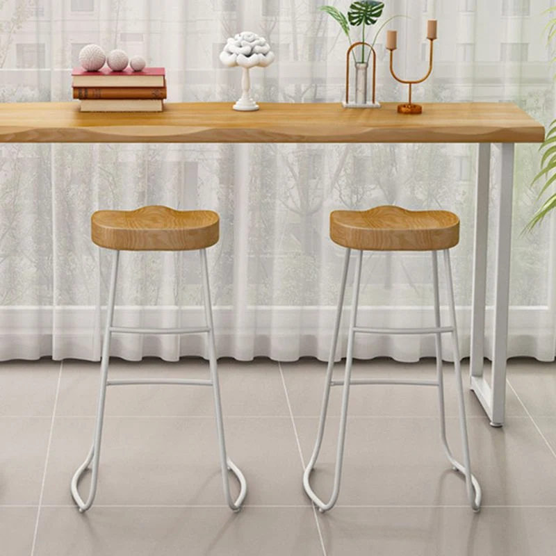 Tavolo da bancone moderno rettangolare legno massello da 1/4 pezzi con sgabelli alti Clearhalo
