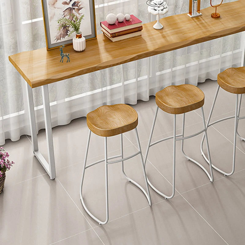 Tavolo da bancone moderno rettangolare legno massello da 1/4 pezzi con sgabelli alti Clearhalo
