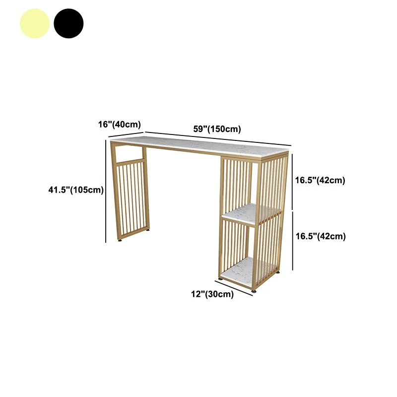 Tavolo da bancone da patio per interni rettangolare con doppio piedistallo Tavolo da bancone moderno marmo Clearhalo