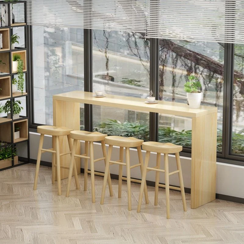 Tavolo da bancone rettangolare con piano legno massello Tavolo da bar moderno rettangolare Clearhalo