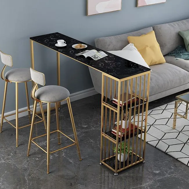 Tavolo da bancone rettangolare con piano stile glamour Tavolo da 42 pollici di altezza per sala da pranzo Clearhalo