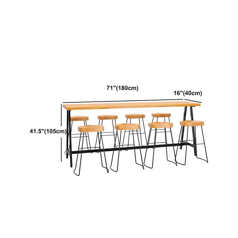Tavolo da bancone rettangolare legno Tavolo da bar rettangolare stile industriale per cucina Clearhalo