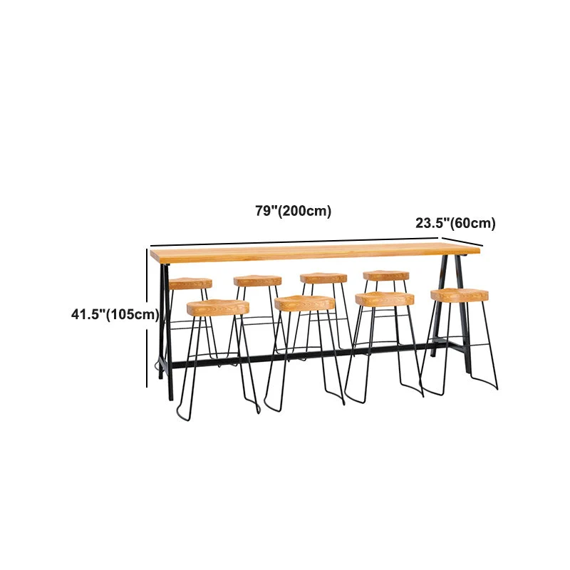 Tavolo da bancone rettangolare legno Tavolo da bar rettangolare stile industriale per cucina Clearhalo