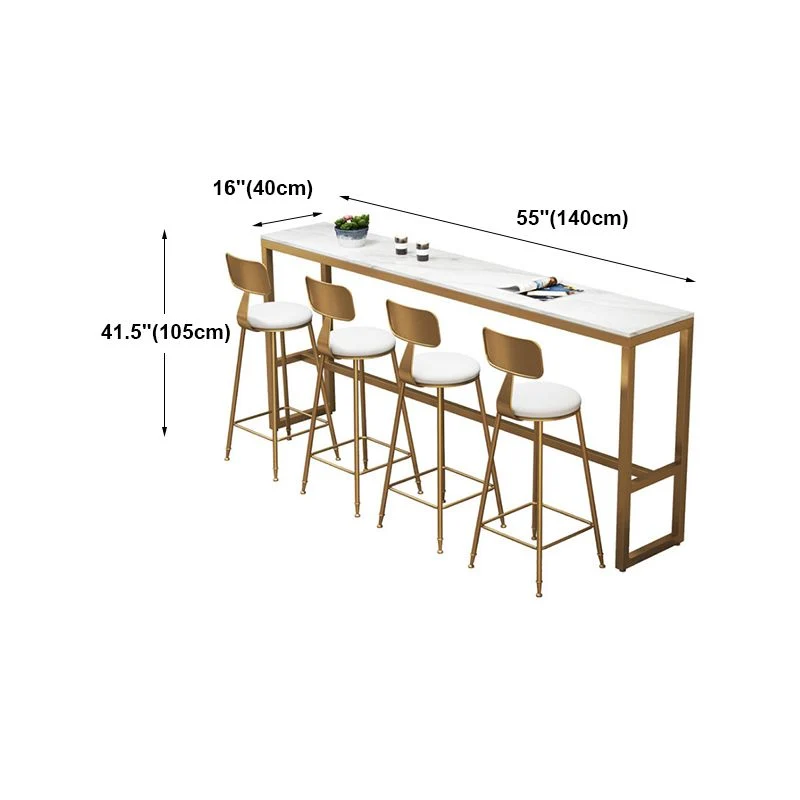 Tavolo da bar bianco stile glam con piano ferro e tavolo da bar per negozio di tè al latte finto marmo Clearhalo