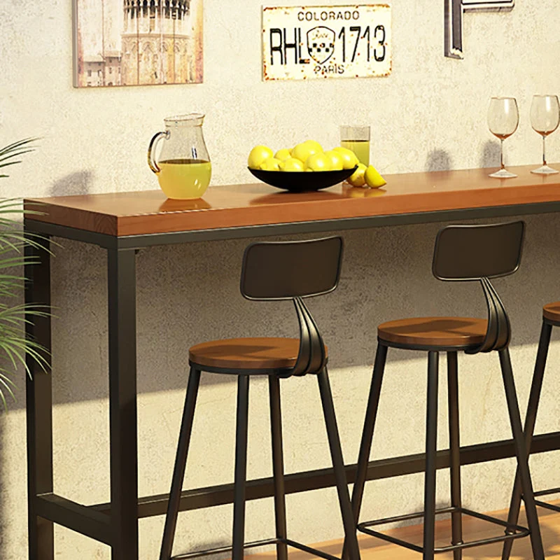 Tavolo da bar da bistrot con poggiapiedi per interni, naturale, industriale Clearhalo