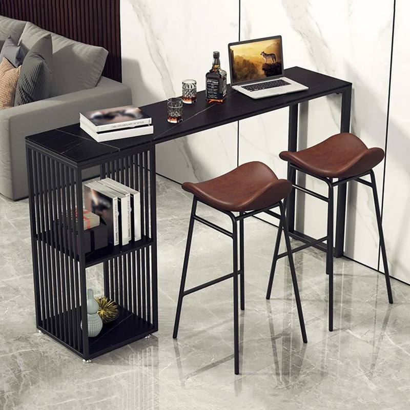 Tavolo da bar da cocktail pietra per interni Tavolo da pranzo moderno ad altezza pub con contenitore Clearhalo