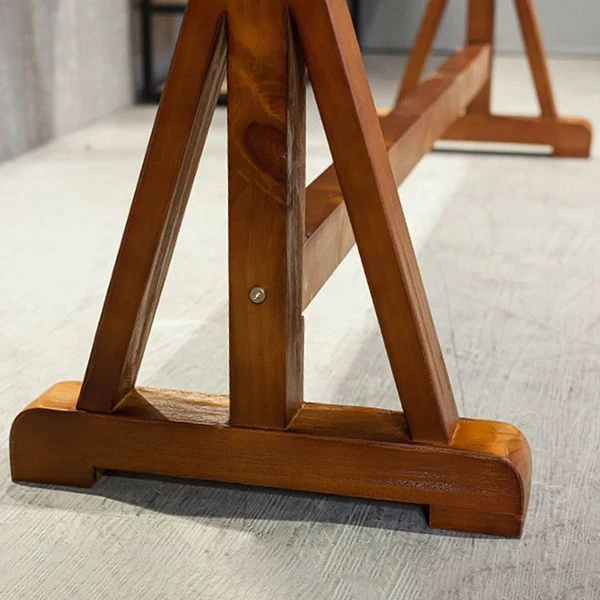 Tavolo da bar con piano legno massello marrone per piccoli spazi Tavolo da pub contemporaneo con cavalletto Clearhalo