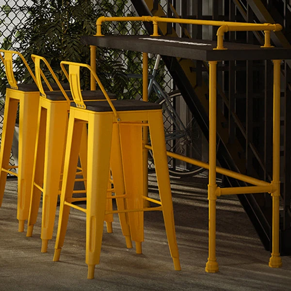 Tavolo da bar con piano legno massello Tavolo da pub rettangolare nero con altezza bar con base metallo Clearhalo