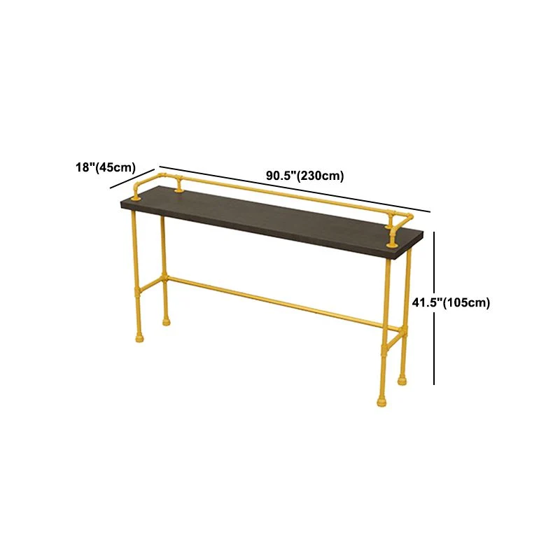 Tavolo da bar con piano legno massello Tavolo da pub rettangolare nero con altezza bar con base metallo Clearhalo