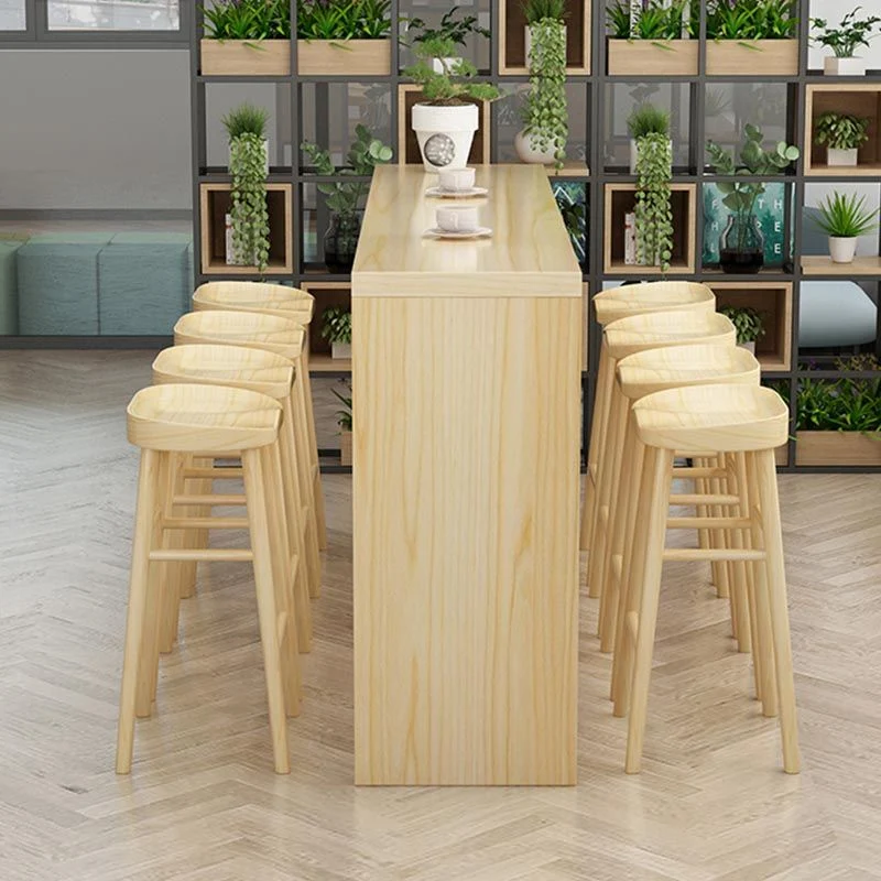 Tavolo da bar con piano legno massello Tavolo da bar semplice con doppio piedistallo legno Clearhalo