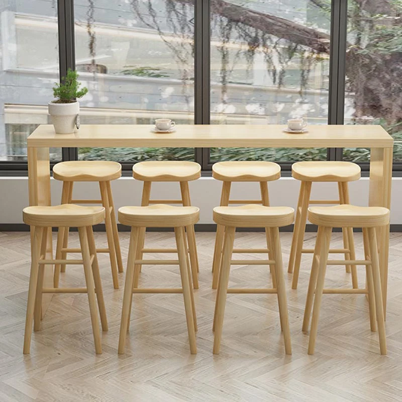 Tavolo da bar con piano legno massello Tavolo da bar semplice con doppio piedistallo legno Clearhalo