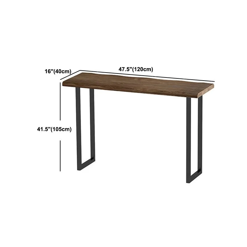 Tavolo da bar con piano legno di pino marrone scuro Tavolo da pub industriale con struttura metallo Clearhalo