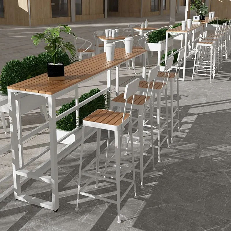 Tavolo da bar con piano legno Tavolo da bar rettangolare di lusso tradizionale con base cavalletto Clearhalo