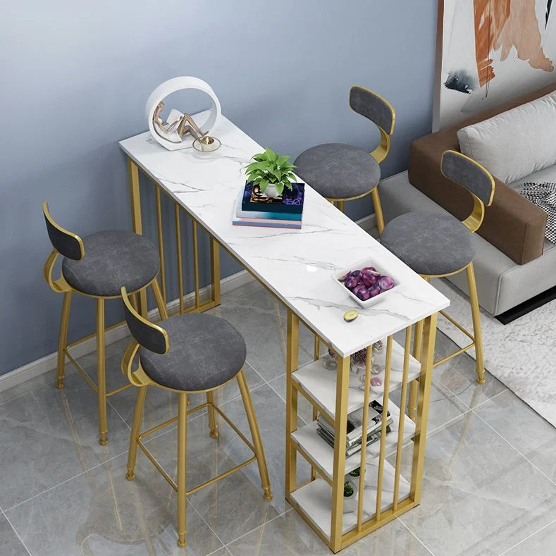 Tavolo da bar con piano marmo color marmo Tavolo da bistrot stile glam da 42 pollici di altezza Clearhalo