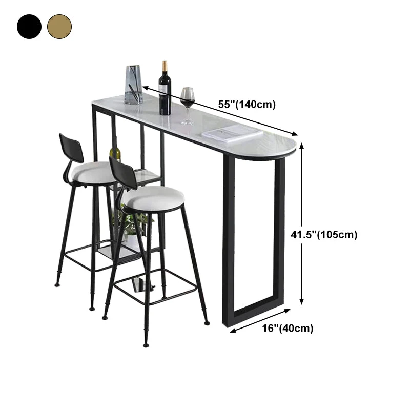 Tavolo da bar con piano pietra bianca Tavolo da bar tradizionale di lusso con base slitta Clearhalo
