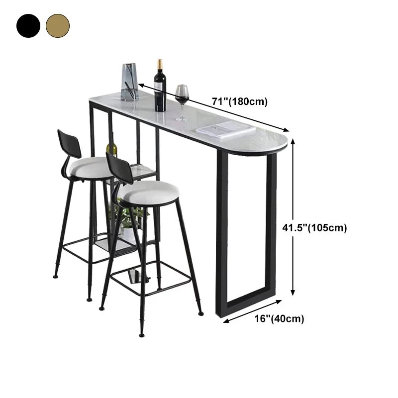 Tavolo da bar con piano pietra bianca Tavolo da bar tradizionale di lusso con base slitta Clearhalo