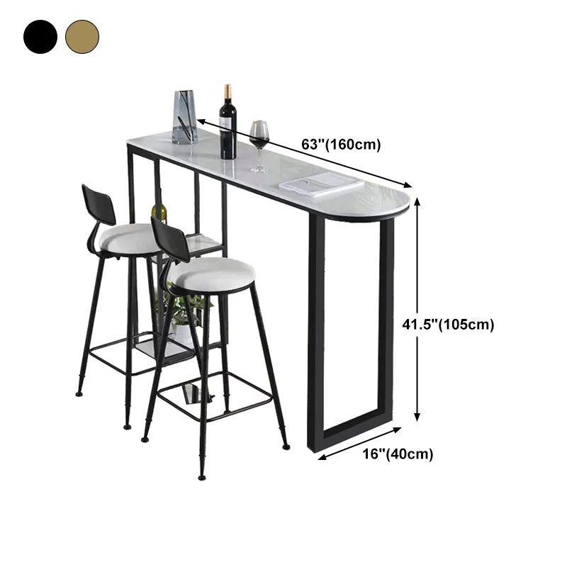 Tavolo da bar con piano pietra bianca Tavolo da bar tradizionale di lusso con base slitta Clearhalo
