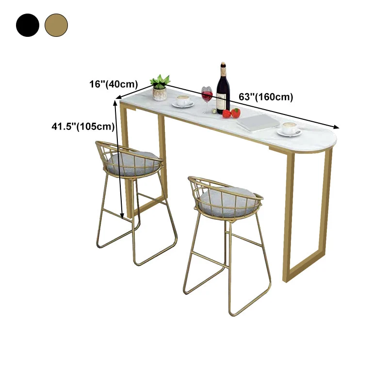 Tavolo da bar con piano pietra bianca Tavolo da bar tradizionale di lusso con base slitta Clearhalo