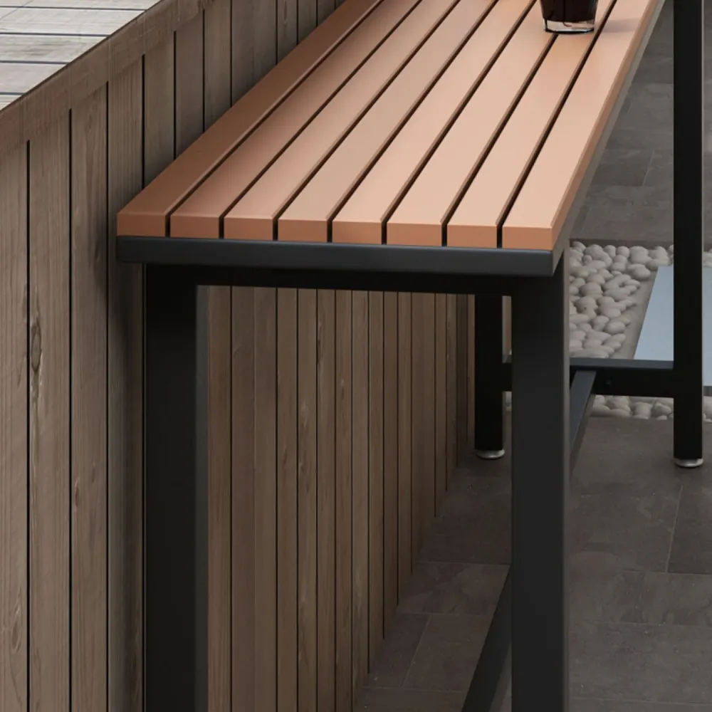 Tavolo da bar da esterno con piano legno stile industriale da 42 pollici di altezza Clearhalo