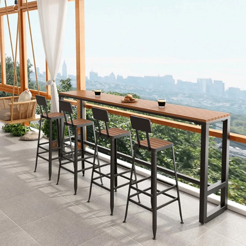 Tavolo da bar da esterno legno stile industriale con altezza da 42 pollici Clearhalo
