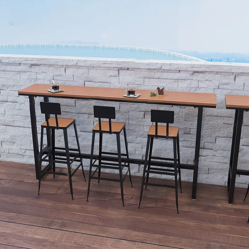 Tavolo da bar da esterno legno stile industriale con altezza da 42 pollici Clearhalo