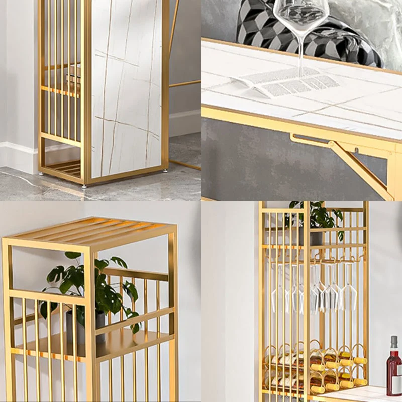 Tavolo da bar ferro stile glamour Tavolo da bistrot da 41,3 pollici con portabottiglie per soggiorno Clearhalo