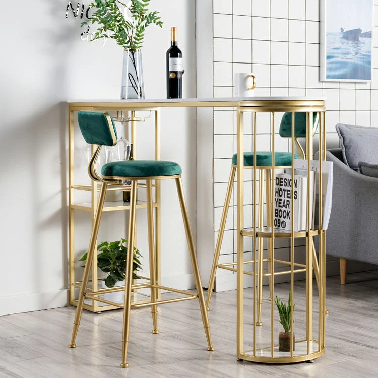Tavolo da bar di forma irregolare pietra sinterizzata Tavolo da bar di lusso con doppio piedistallo portaoggetti Clearhalo