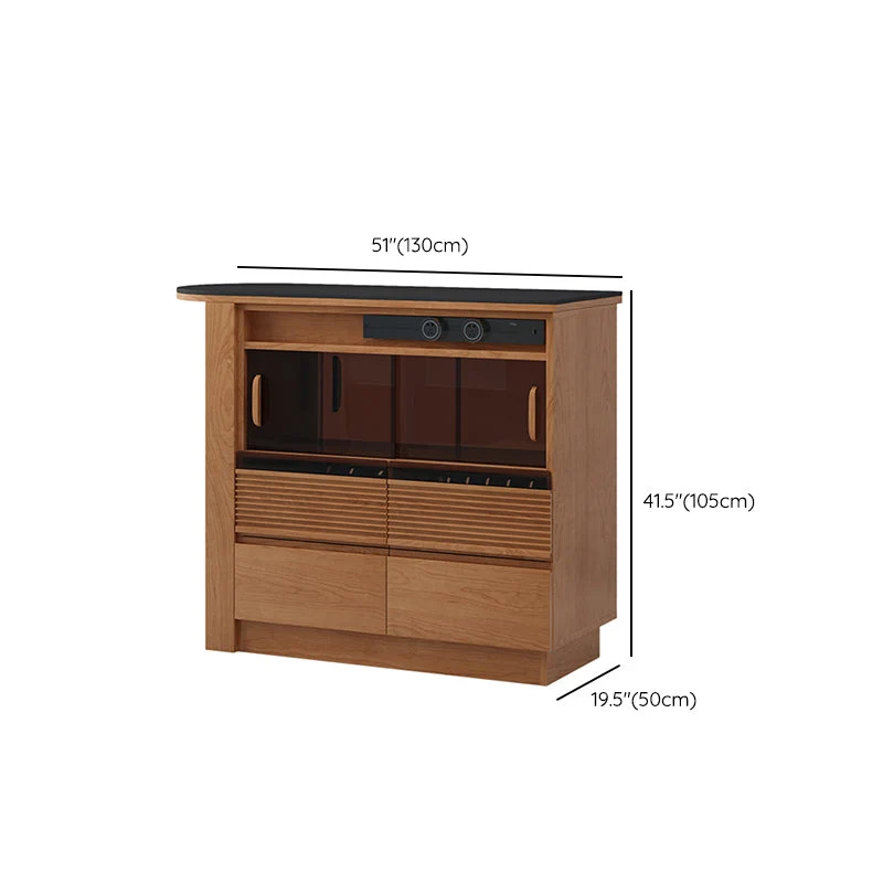 Tavolo da bar forma libera con piano pietra e base legno di pino marrone per soggiorno Clearhalo