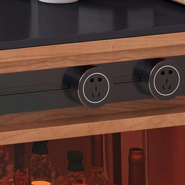 Tavolo da bar forma libera pietra nera con base legno di pino per soggiorno Clearhalo