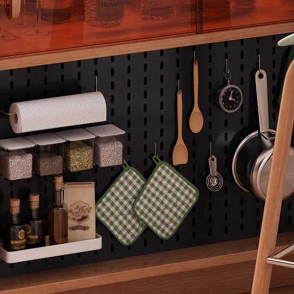Tavolo da bar forma libera pietra nera con base legno di pino per soggiorno Clearhalo