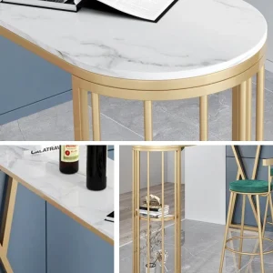 Tavolo da bar Glam Gold ferro finto marmo bianco speciale Tavolo da bistrot da 41,3 pollici di altezza Clearhalo