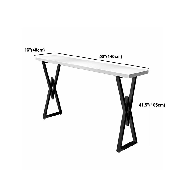 Tavolo da bar industriale con piano legno massello bianco, tavolo da bistrò industriale con struttura metallo nero Clearhalo