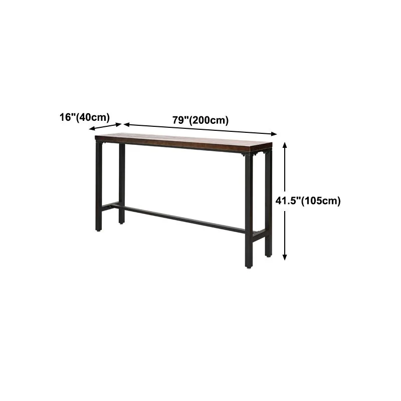 Tavolo da bar industriale con piano legno marrone e gambe nere metallo per ristorante Clearhalo