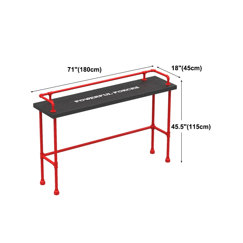 Tavolo da bar industriale legno con piano rettangolare su cavalletto rosso - 45,28" H Clearhalo