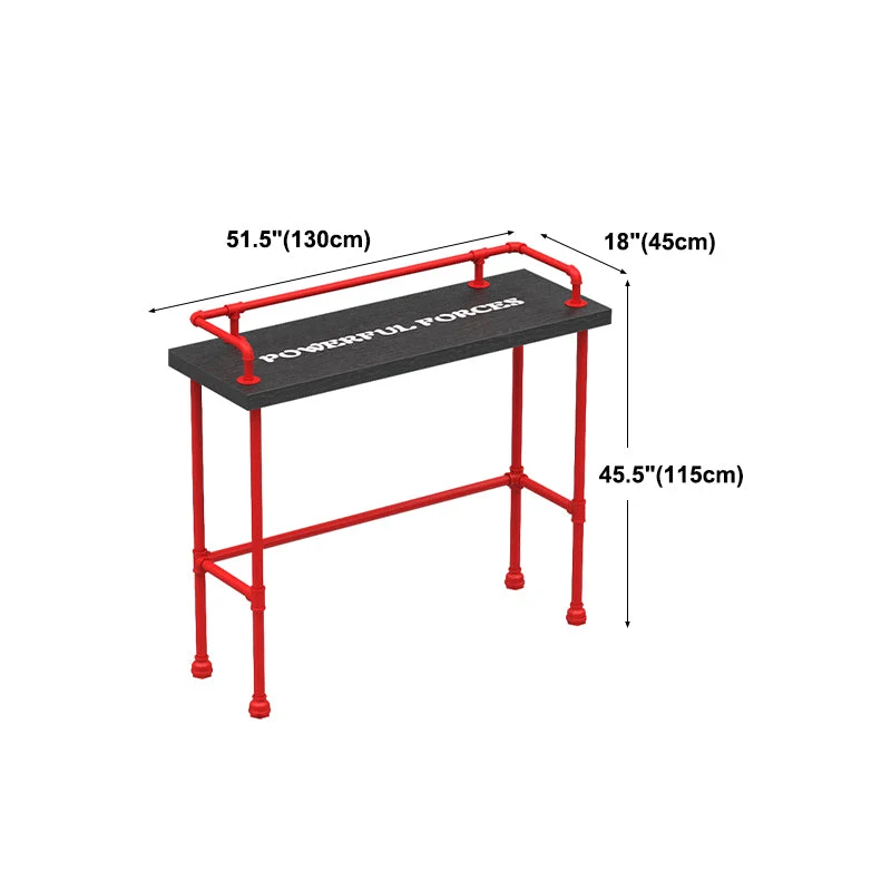 Tavolo da bar industriale legno con piano rettangolare su cavalletto rosso - 45,28" H Clearhalo