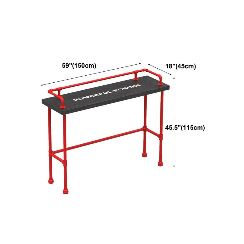 Tavolo da bar industriale legno con piano rettangolare su cavalletto rosso - 45,28" H Clearhalo