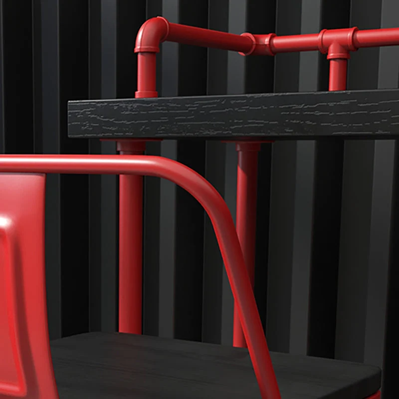 Tavolo da bar industriale legno con piano rettangolare su cavalletto rosso - 45,28" H Clearhalo